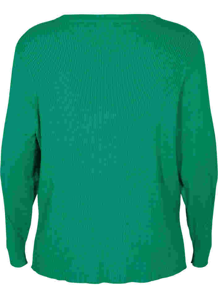 Knitted sweater in rib with slits, Jolly Green Mel., Packshot image number 1