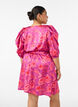 Floral dress with puff sleeves and tie-belt, Pink, Model image number 2