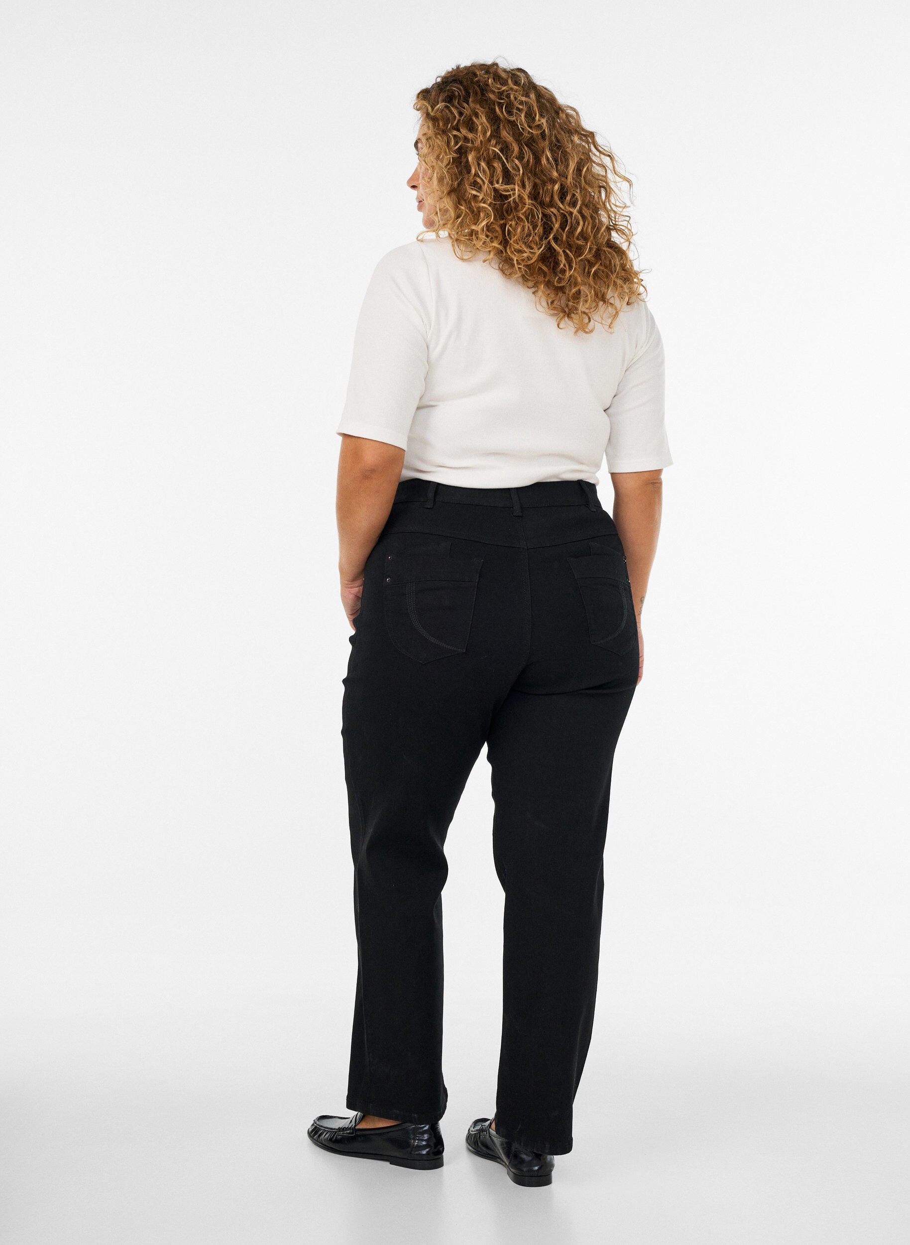 ZizzifashionRegular fit Gemma jeans with a high waist, Black, Model image number 1