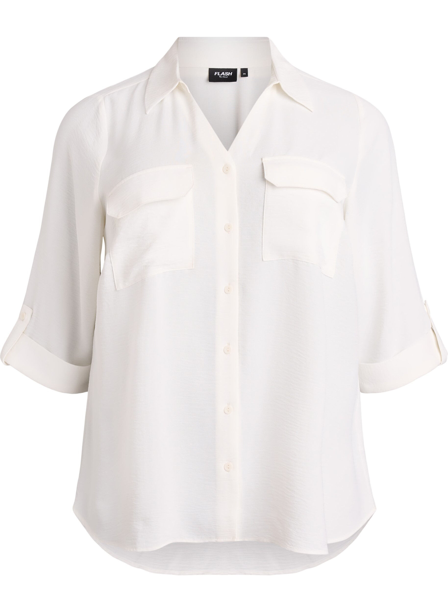 Zizzifashion Shirt with chest pockets and 3/4 sleeves, Vanilla, Packshot image number 0
