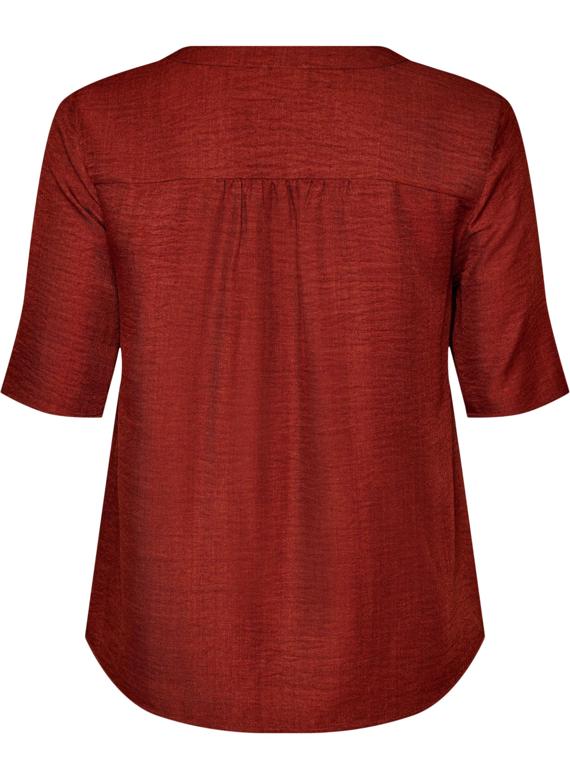 ZizzifashionV-neck shirt blouse with short sleeves, Red, Packshot image number 1
