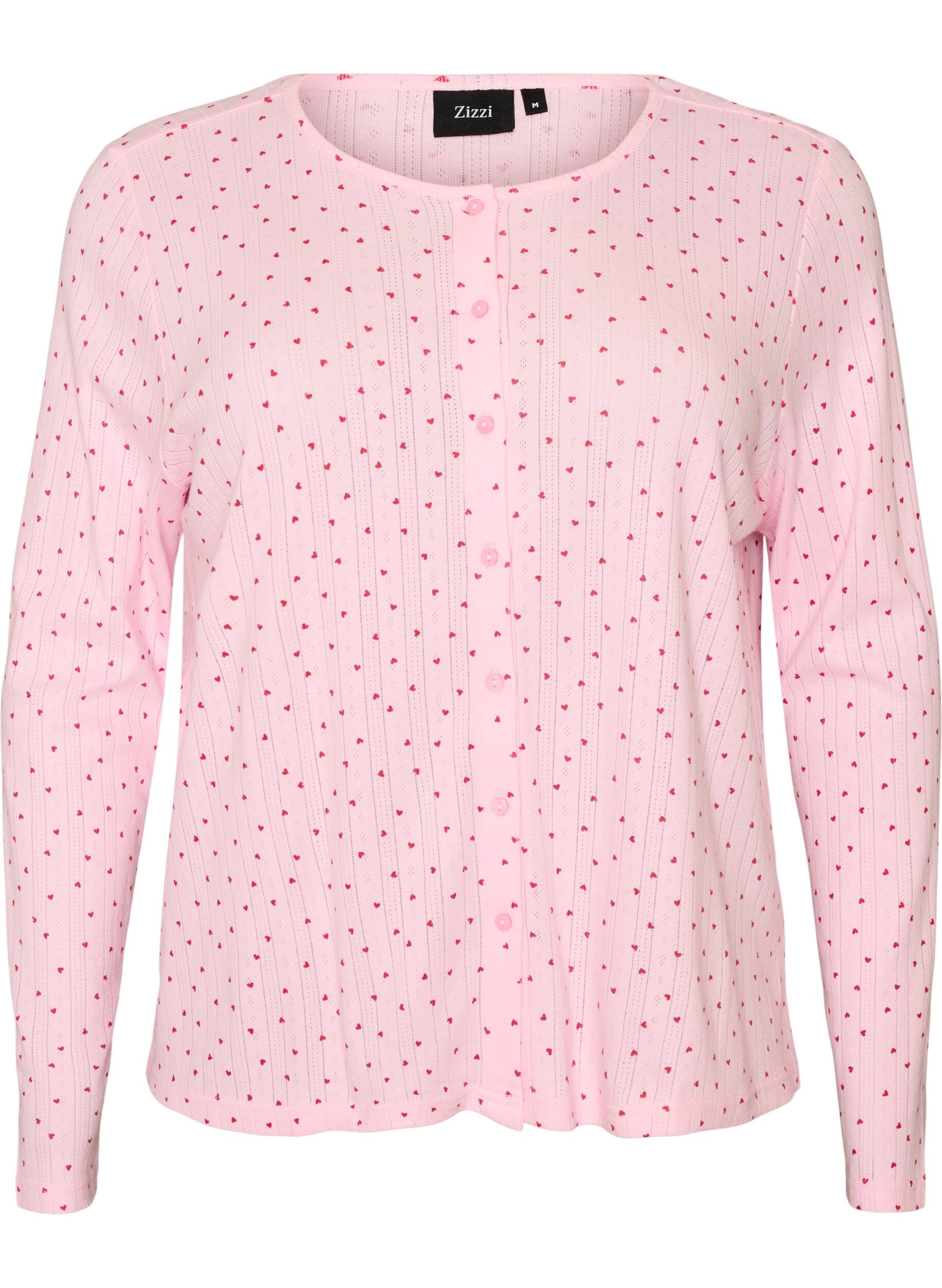 ZizzifashionCardigan in organic cotton with eyelet embroidery, Pink, Packshot image number 0