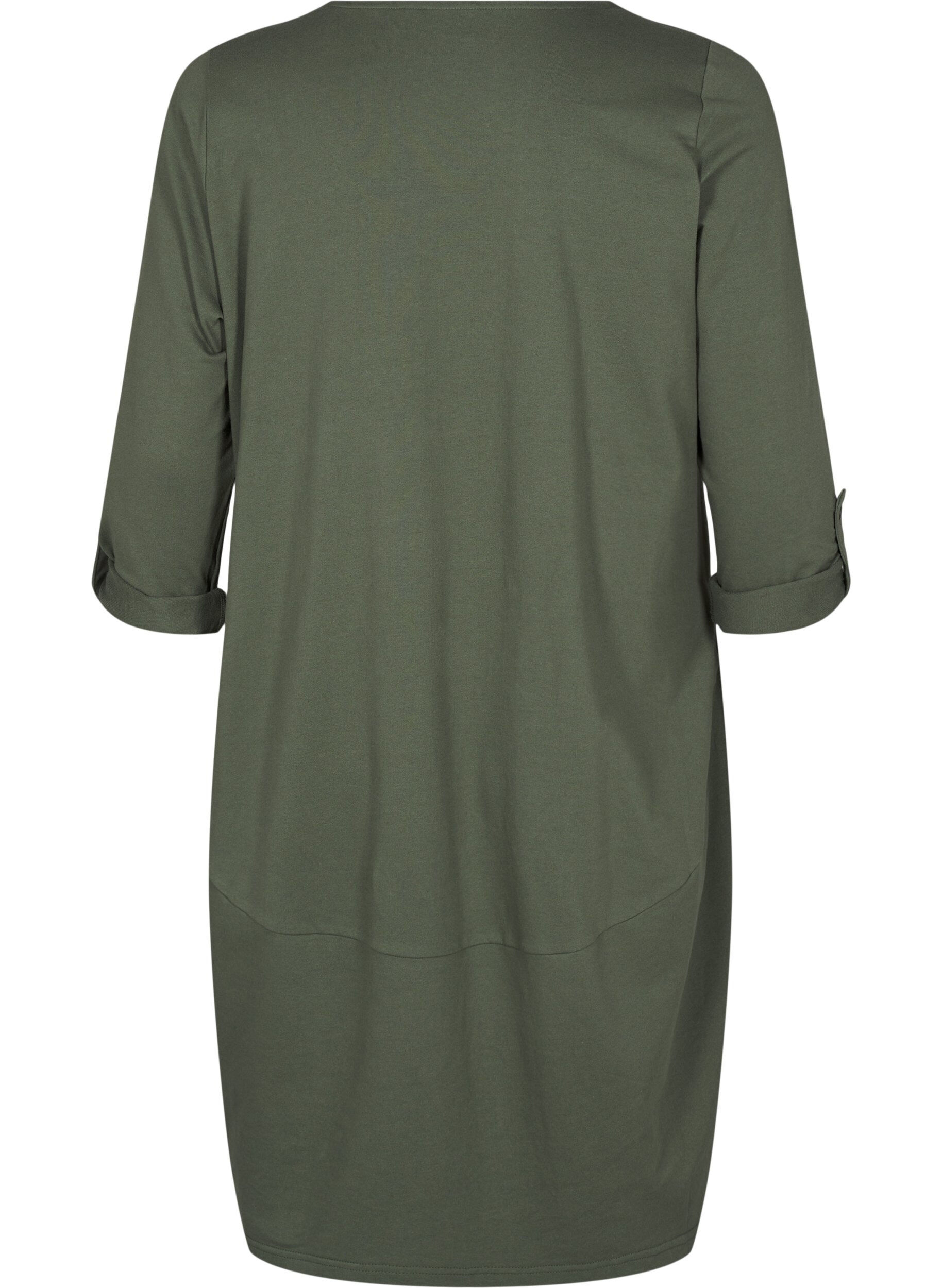 ZizzifashionBalloon dress in cotton with pockets, Green, Packshot image number 1