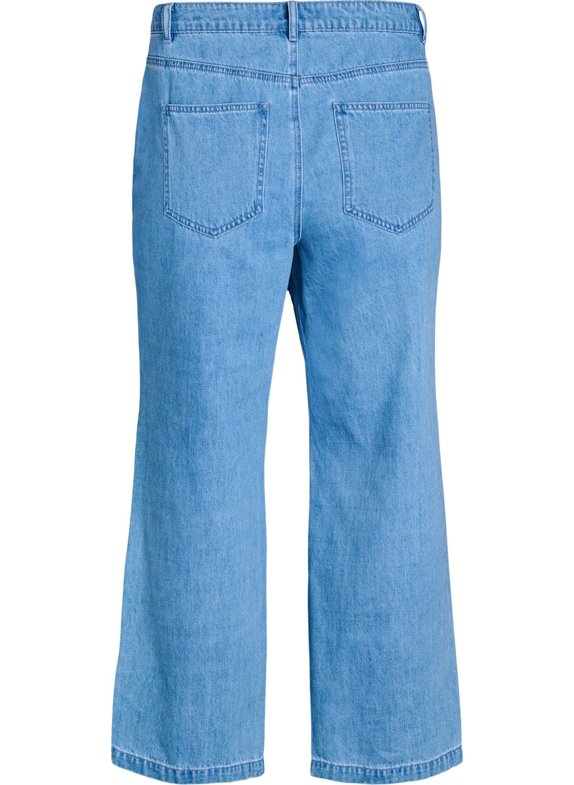 Zizzifashion Kiana jeans with a straight fit and bold stitching, Light Blue, Packshot image number 1