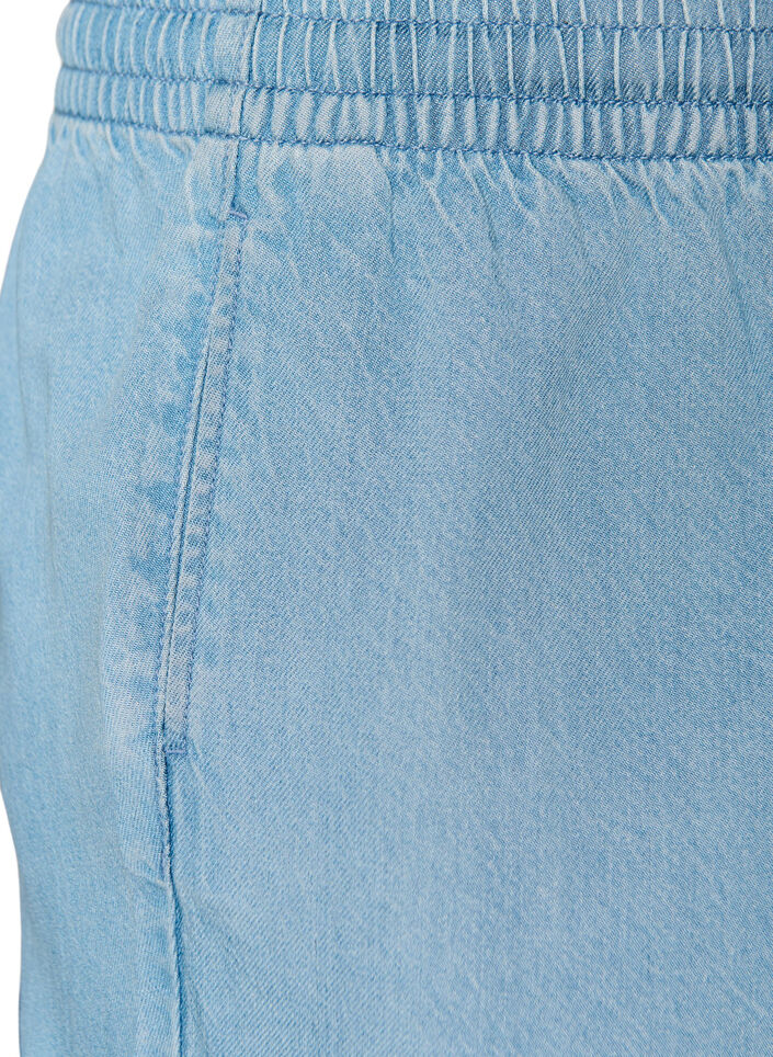 Denim-look shorts with an elasticated waist and drawstring, Light Blue, Packshot image number 2