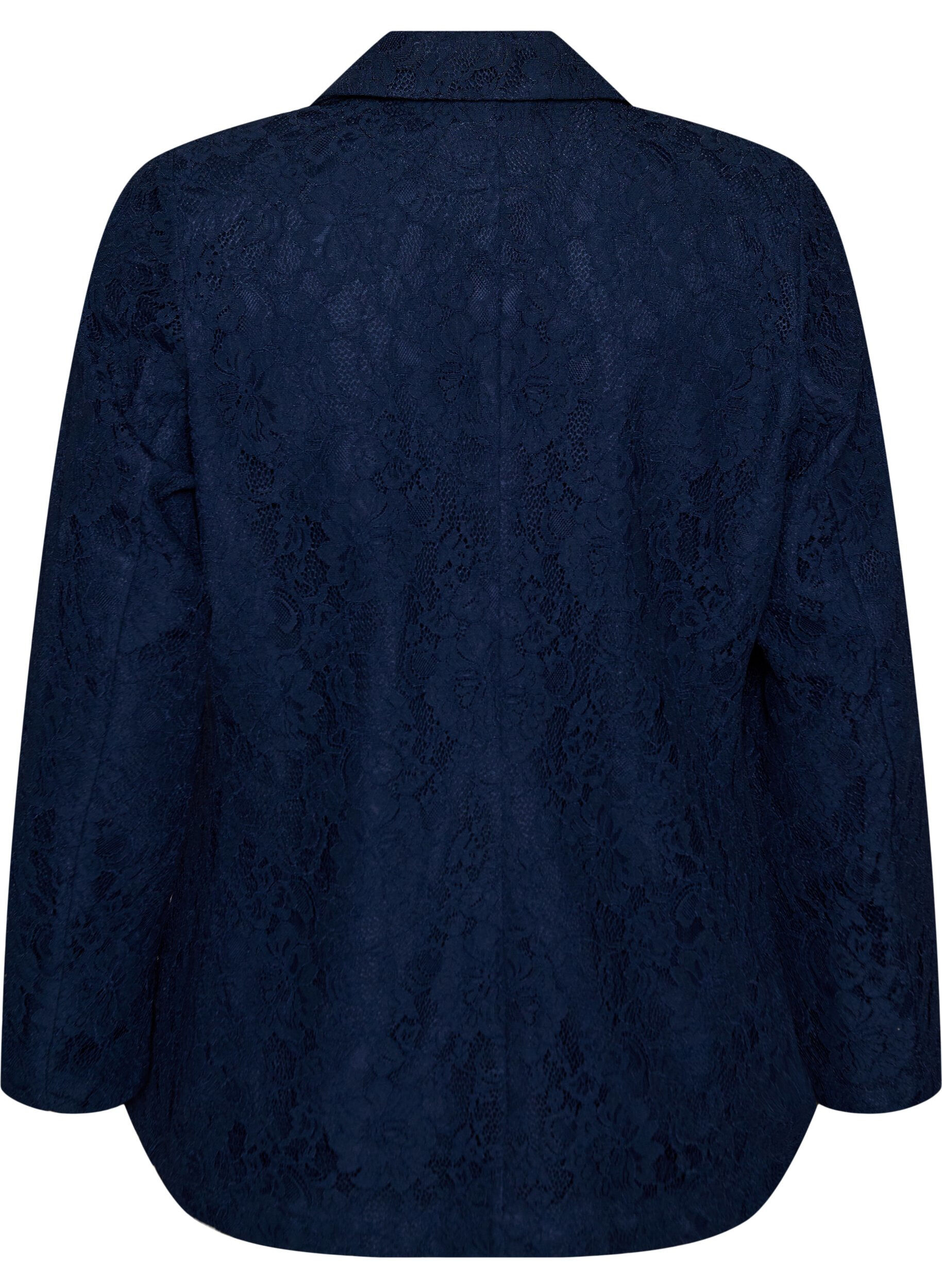 Zizzifashion Lace blazer with button closure, Blue, Packshot image number 1