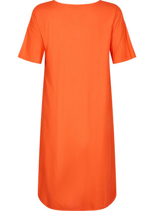 Short-sleeved viscose shirt dress, Mandarin Red, Packshot image number 1