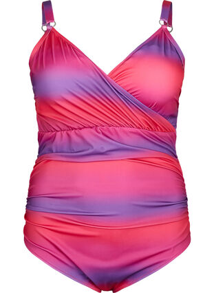 Printed swimsuit with soft padding, Pink Comb, Packshot image number 0