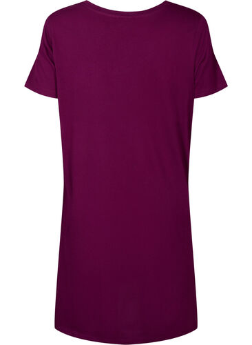 Organic cotton nightdress with V-neck , Dark Purple W. Be, Packshot image number 1
