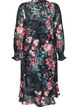 Floral midi dress with woven texture and tie-belt, Black, Packshot image number 1