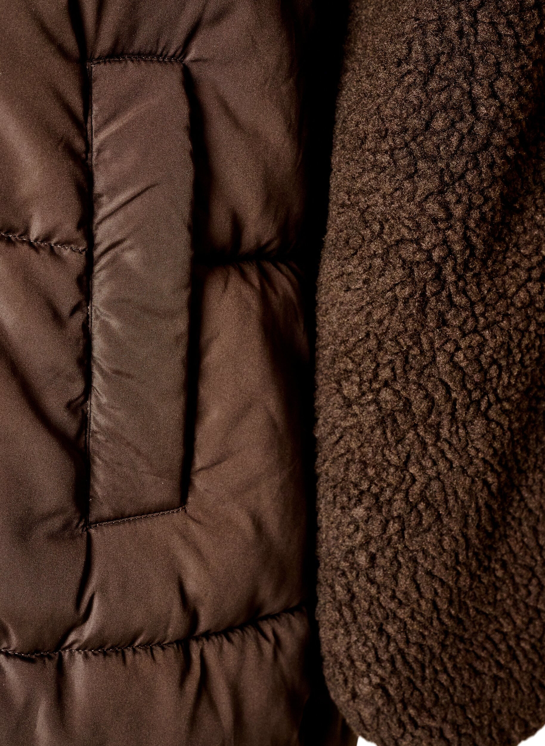 ZizzifashionMid-length puffer jacket with teddy fleece, Brown, Packshot image number 3