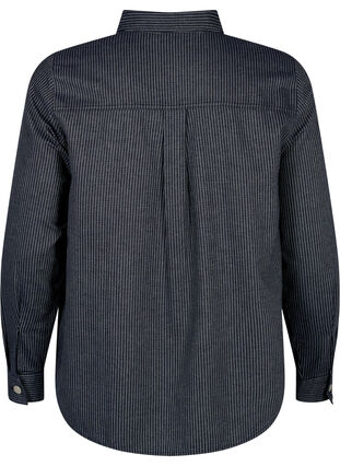 Pinstriped cotton shirt, Dark Blue Stripe, Packshot image number 1