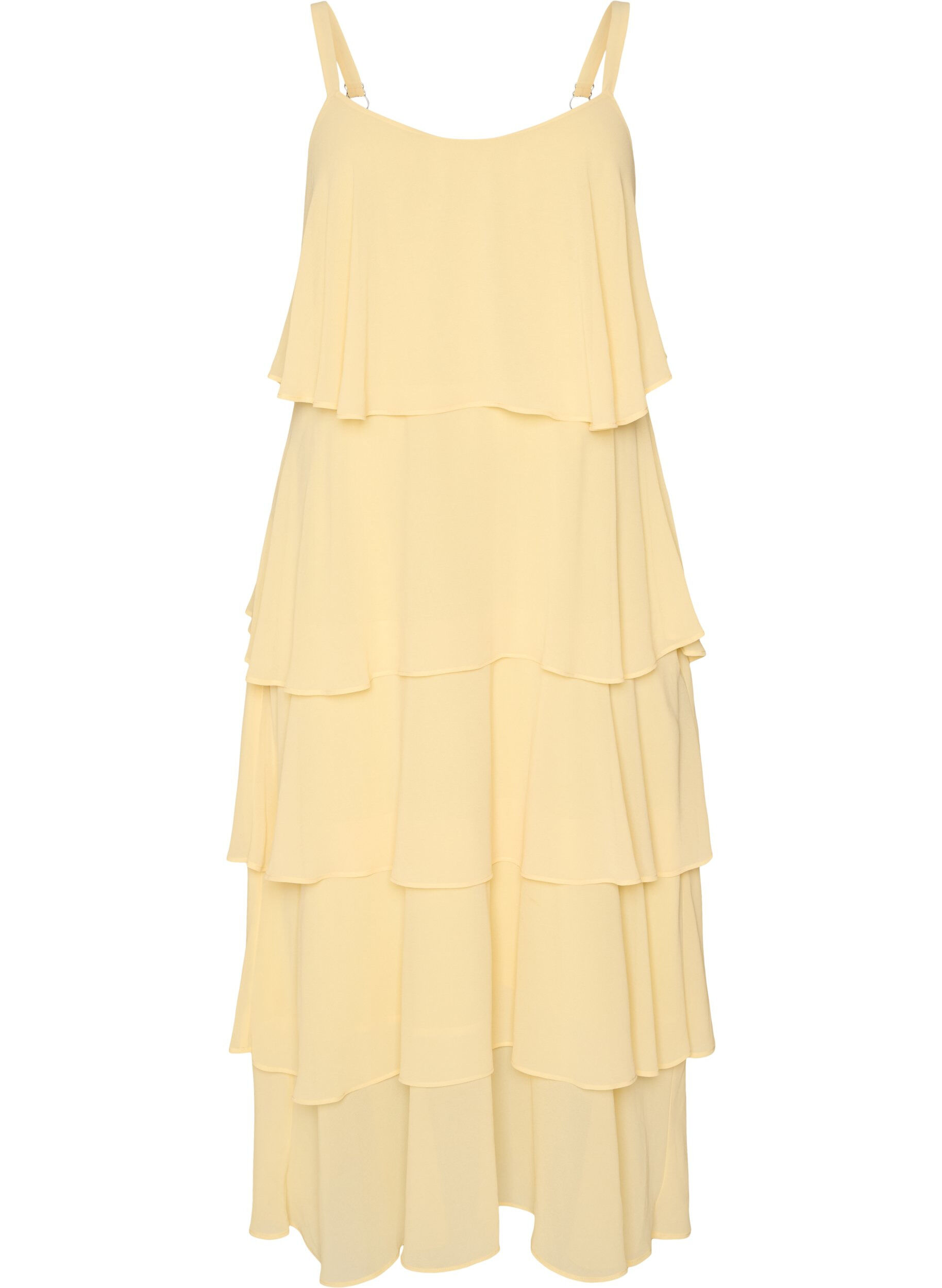 ZizzifashionMaxi dress with ruffle layers and detachable cape, Yellow, Packshot image number 3