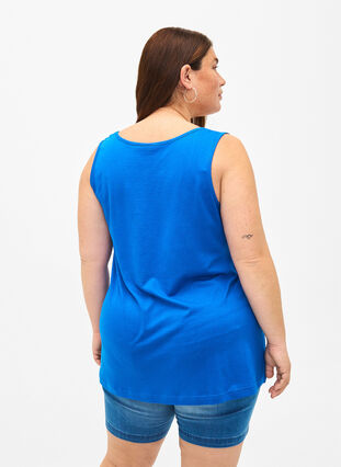 Top with a-shape and round neck, Victoria blue, Model image number 1