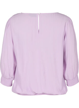 Solid-coloured viscose blouse with a balloon effect, Orchid Bloom, Packshot image number 1