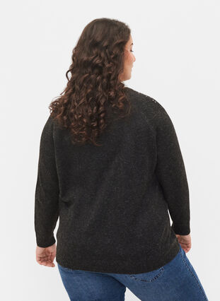 Melange knitted top with sequins, Dark Grey Melange, Model image number 1