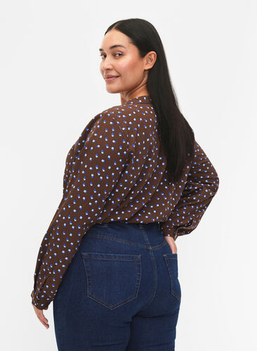 FLASH - Long sleeve blouse with print, Chicory Coffee AOP, Model image number 1