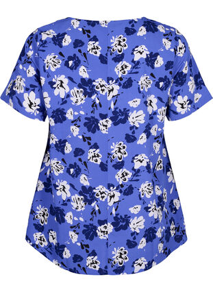 FLASH - Blouse with short sleeves and print, Amparo Blue Flower, Packshot image number 1