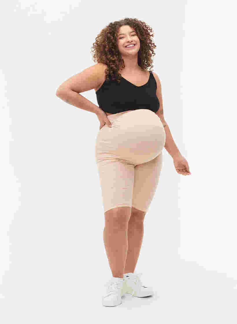 Cotton tight-fitting maternity shorts, Frappé, Model image number 3