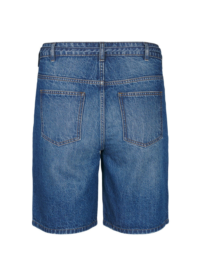 Straight fit denim shorts with tie belt, Blue, Packshot image number 1