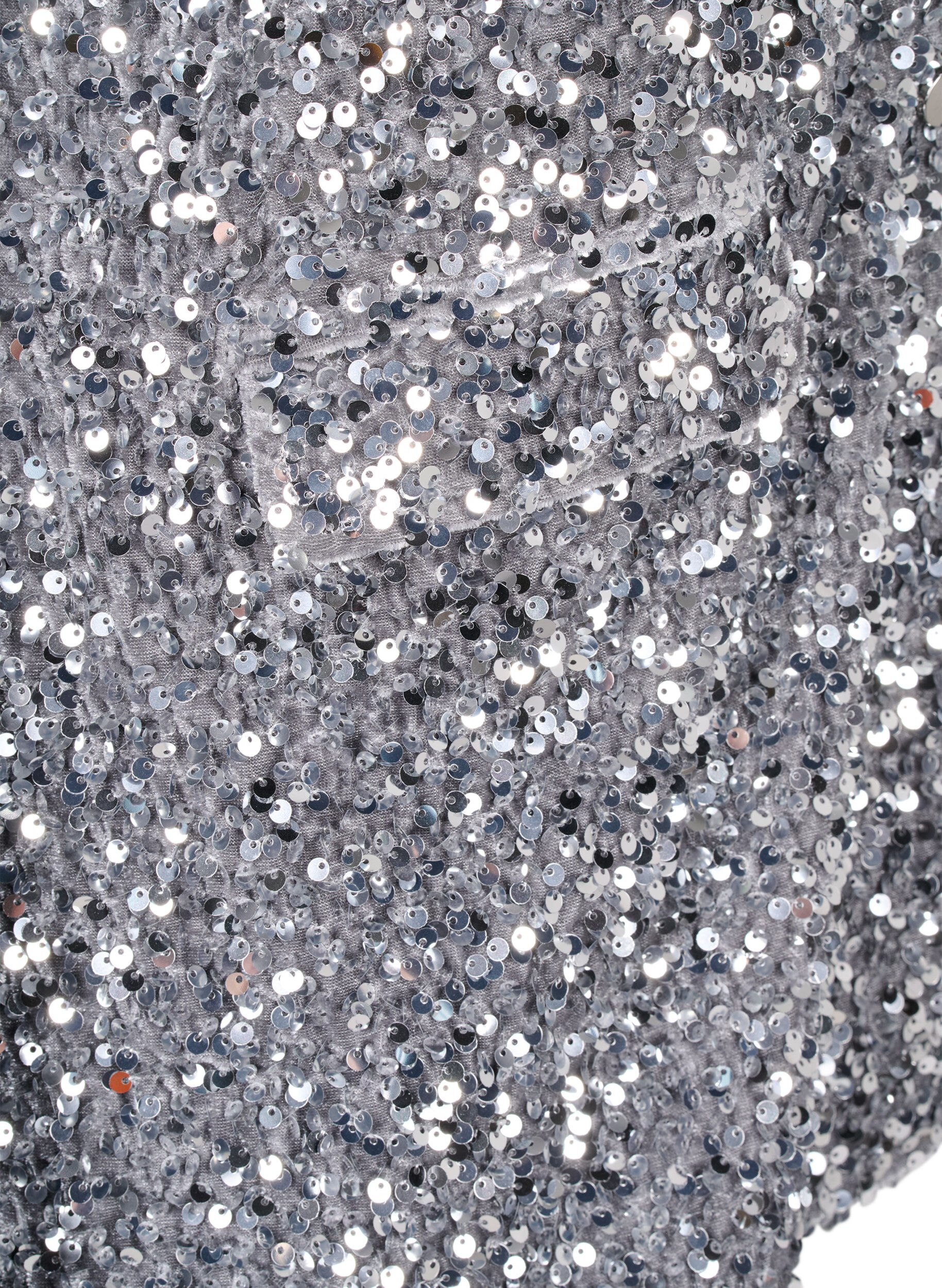 Zizzifashion Sequin blazer with pockets, Silver, Packshot image number 3