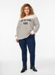 Sweatshirt with stripes and text print, Beige, Model image number 1