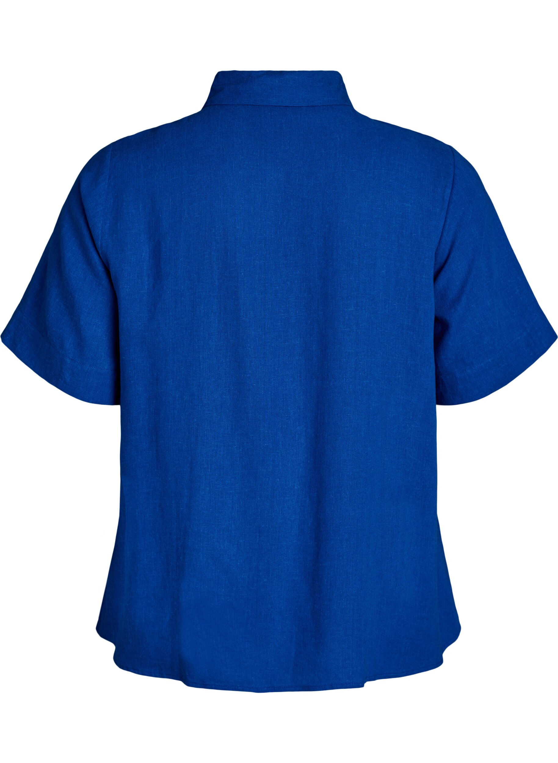 Zizzifashion Short-sleeved shirt in linen and viscose, Blue, Packshot image number 1