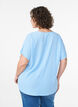 Blouse with short sleeves and a round neckline, Blue, Model image number 2