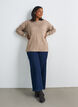 Knitted blouse with round neck and knitted pattern, Beige, Model image number 1