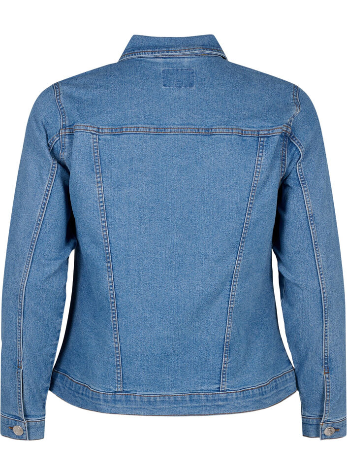 Denim jacket in a stretchy cotton blend, Blue, Packshot image number 1