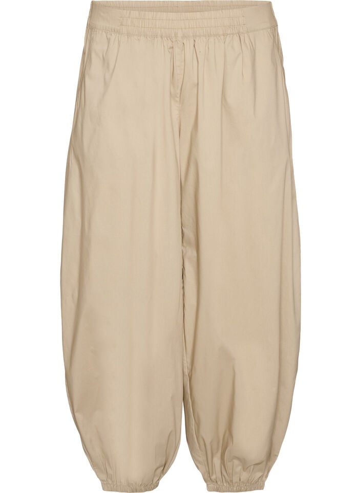 Balloon trousers with pockets and an elasticated waistband, Beige, Packshot image number 0