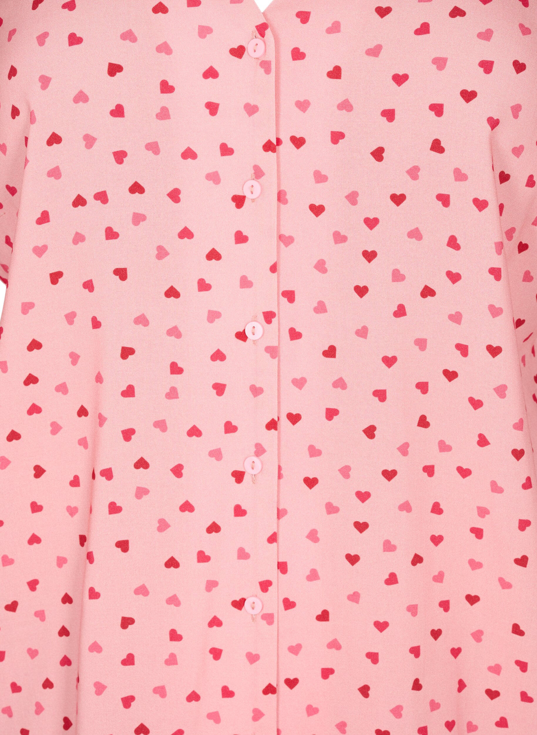 Zizzifashion Printed viscose nightshirt, Rose, Packshot image number 2