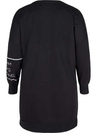 Sweater dress with long sleeves and print details, Black, Packshot image number 1