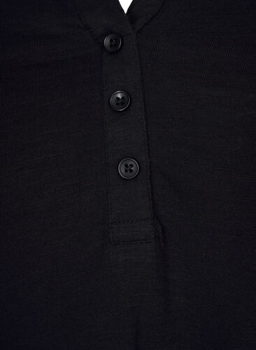 Cotton top with 3/4 sleeves, Black, Packshot image number 2