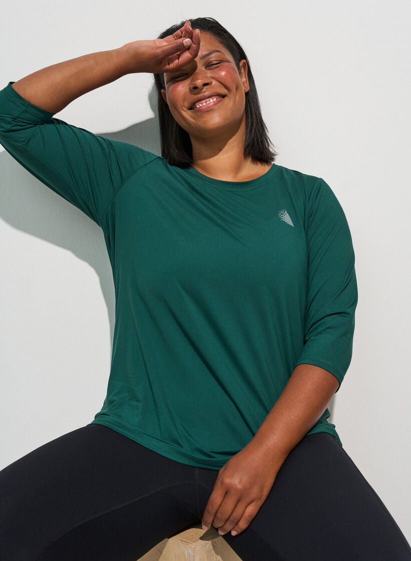 Sports top with 3/4 sleeves, Green, Model image number 3