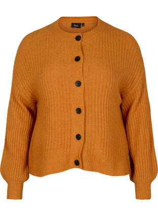 Rib knitted cardigan with buttons, Harvest Pumpkin Mel., Packshot image number 0