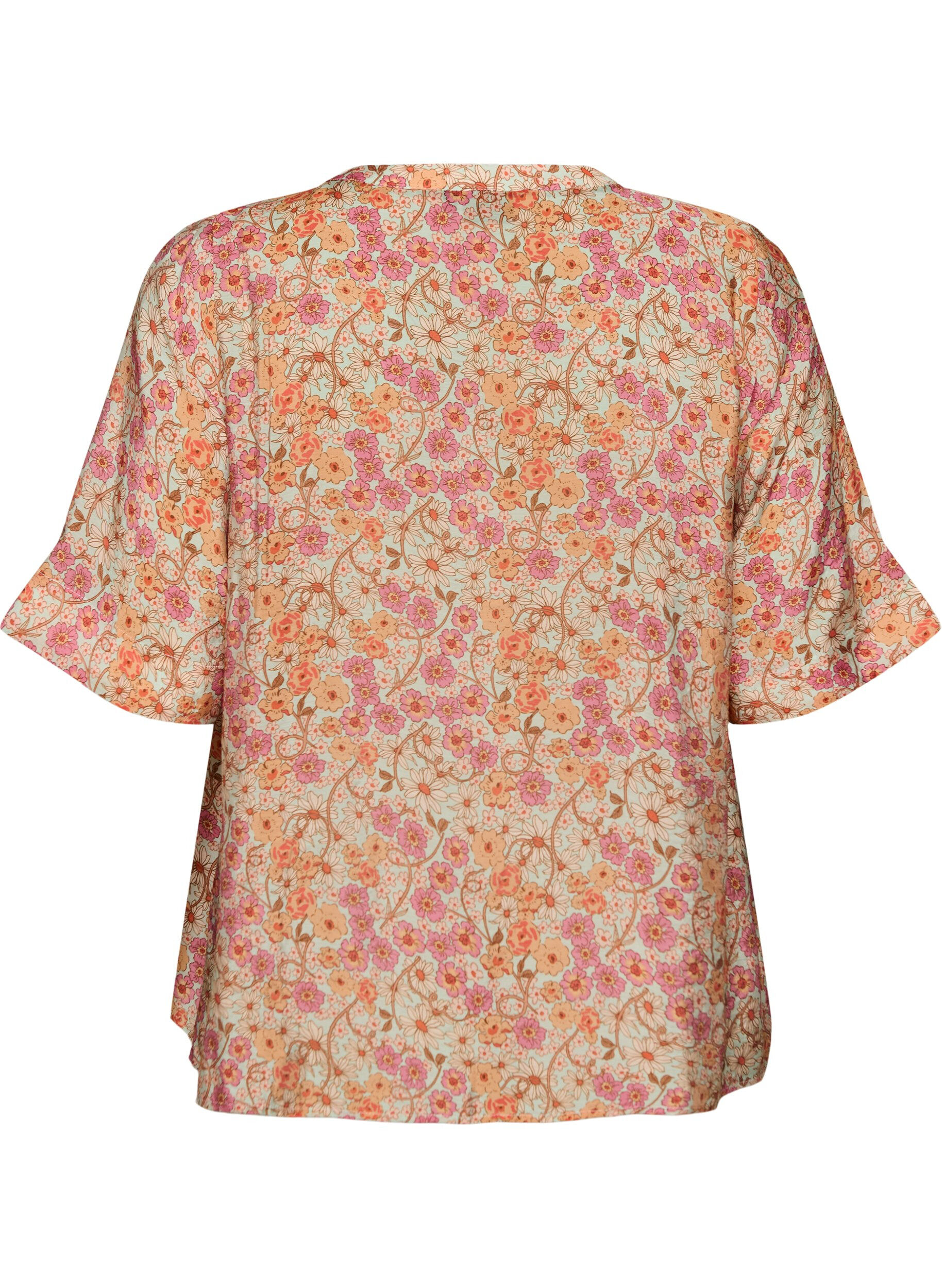 ZizzifashionFloral print viscose blouse, Orange, Packshot image number 1