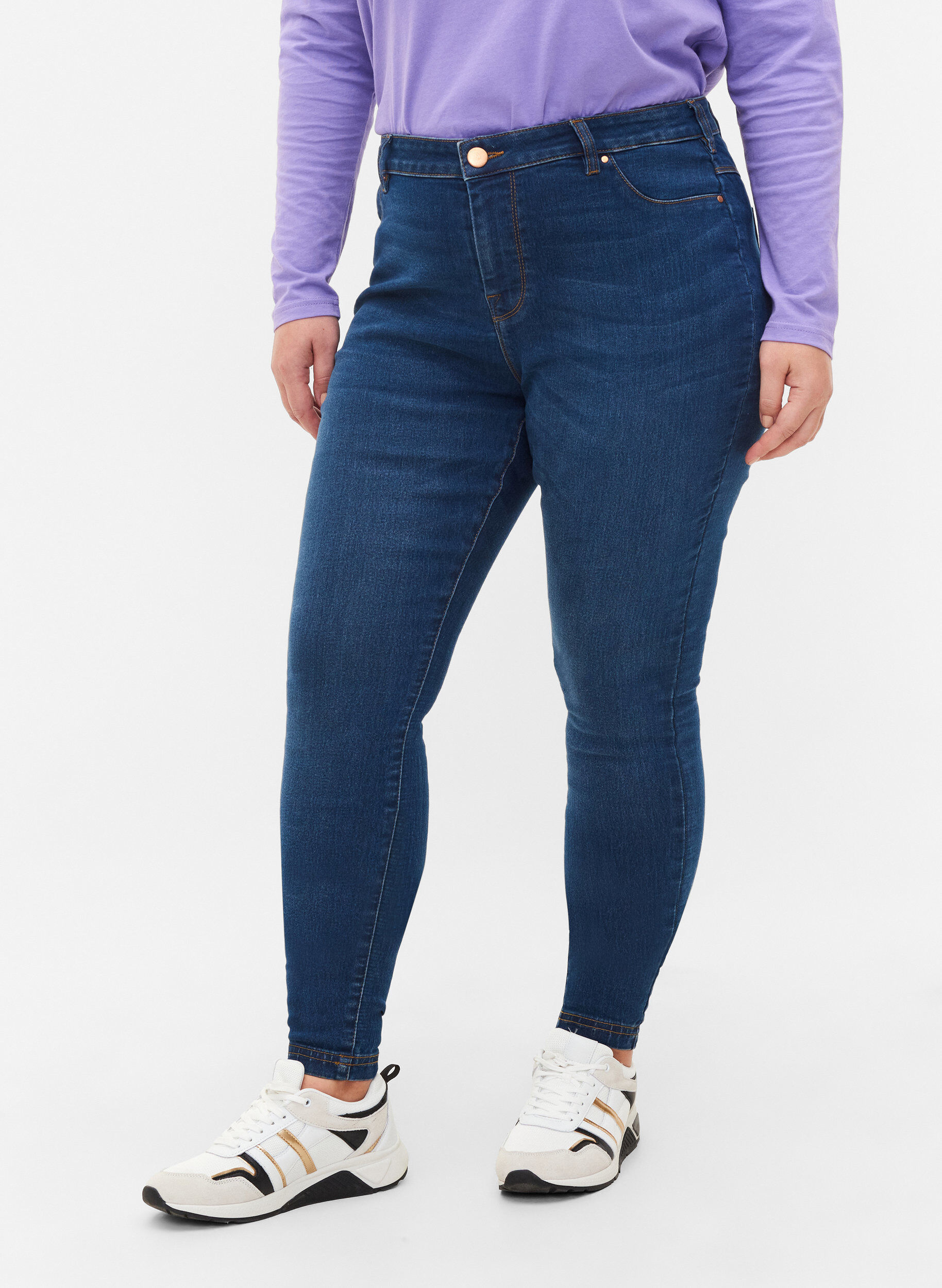 Zizzifashion Jeggings in cotton blend, Blue denim, Model image number 2