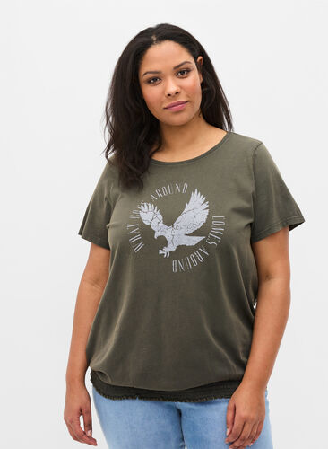 Organic cotton t-shirt with smocking, Ivy Acid Eagle AS S, Model image number 0