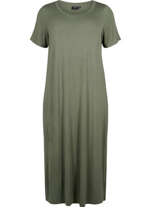 Viscose midi dress with short sleeves, Thyme, Packshot image number 0