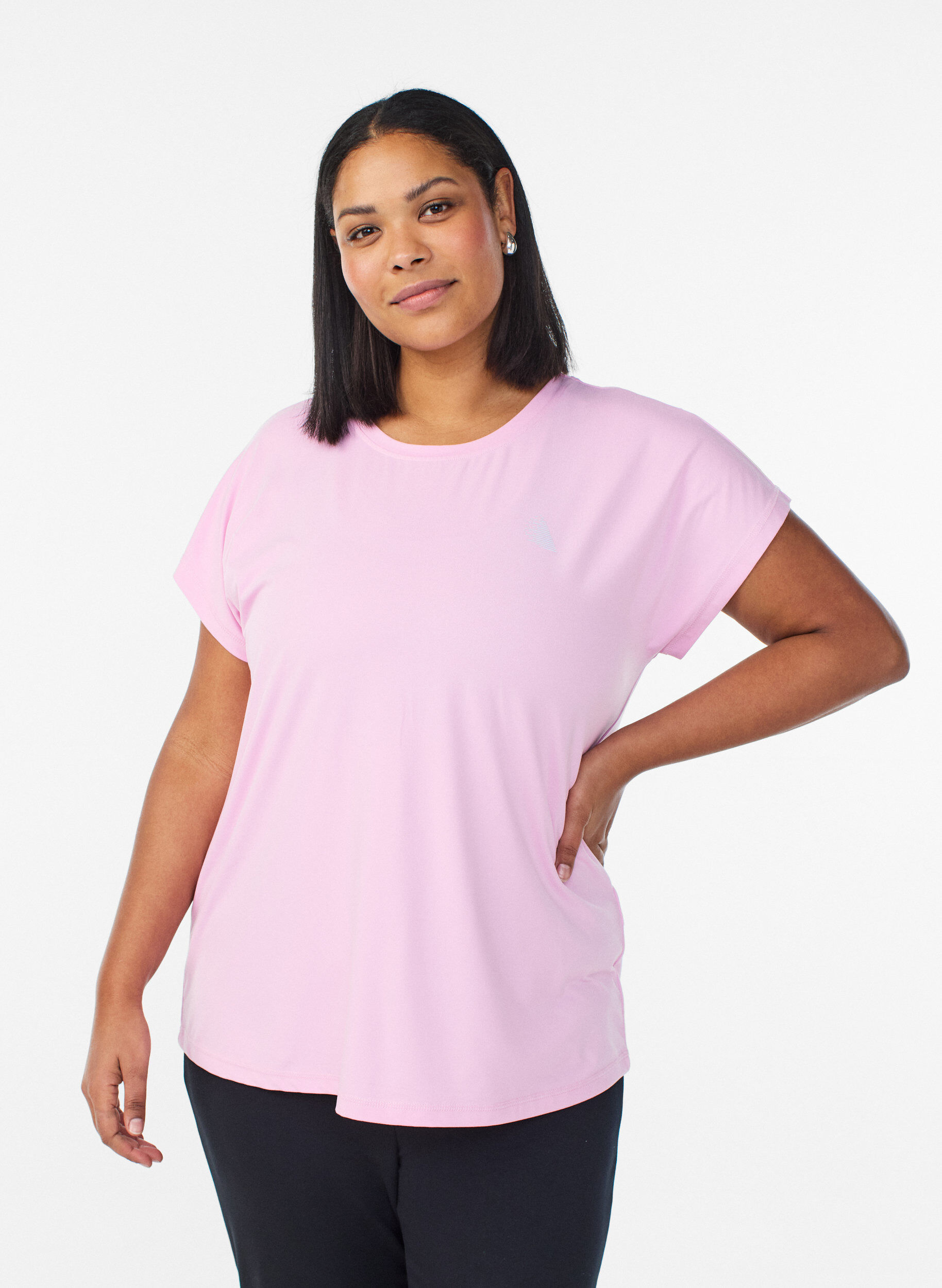 Solid-coloured training T-shirt, Pink, Model