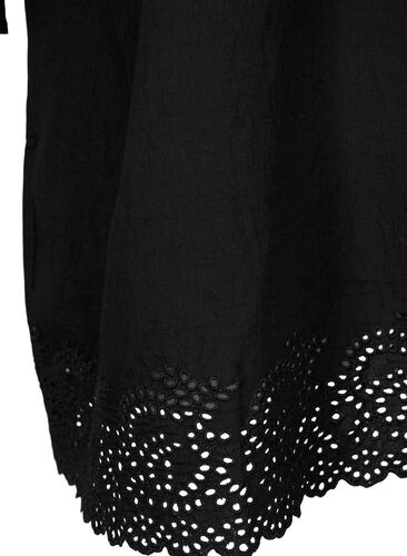 Viscose dress with broderie anglaise and ruffle details, Black, Packshot image number 3