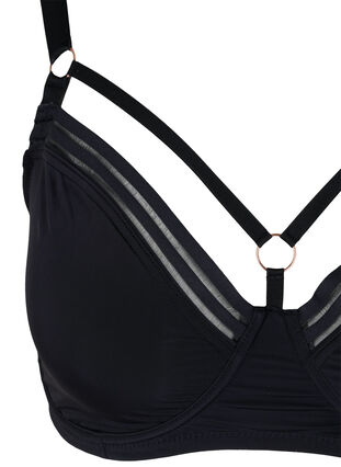 Full cover underwired bra with string details, Black, Packshot image number 2