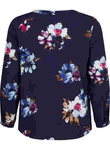 FLASH - Long sleeve blouse with print, Big Blue Flower, Packshot image number 1