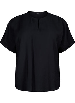 Short sleeve blouse in viscose, Black, Packshot image number 0