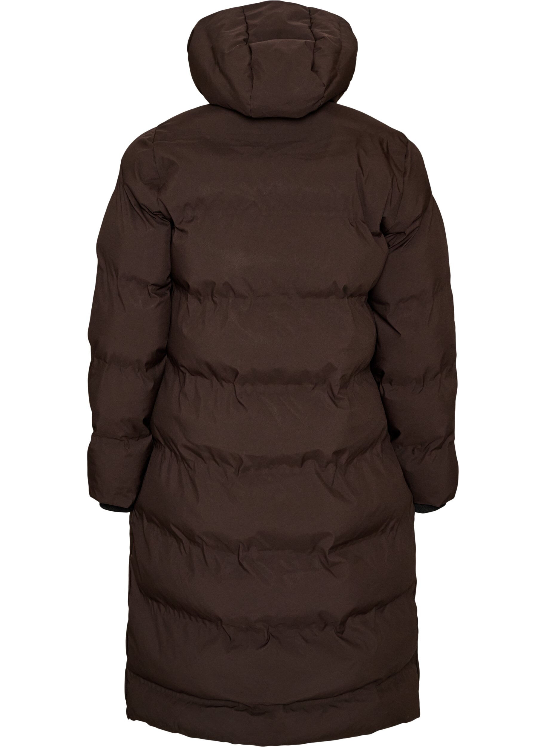 ZizzifashionLong puffer winter coat with hood, Brown, Packshot image number 1
