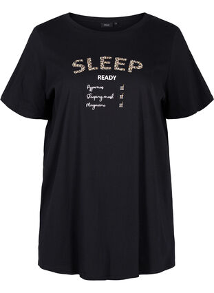 Oversize sleep T-shirt in organic cotton, Black Sleep, Packshot image number 0