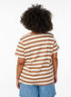 Organic cotton T-shirt with stripes and text, Brown, Model image number 2