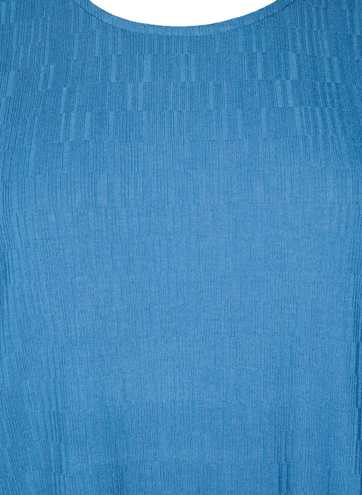 Blouse with texture and 3/4 sleeves, Blue, Packshot image number 2