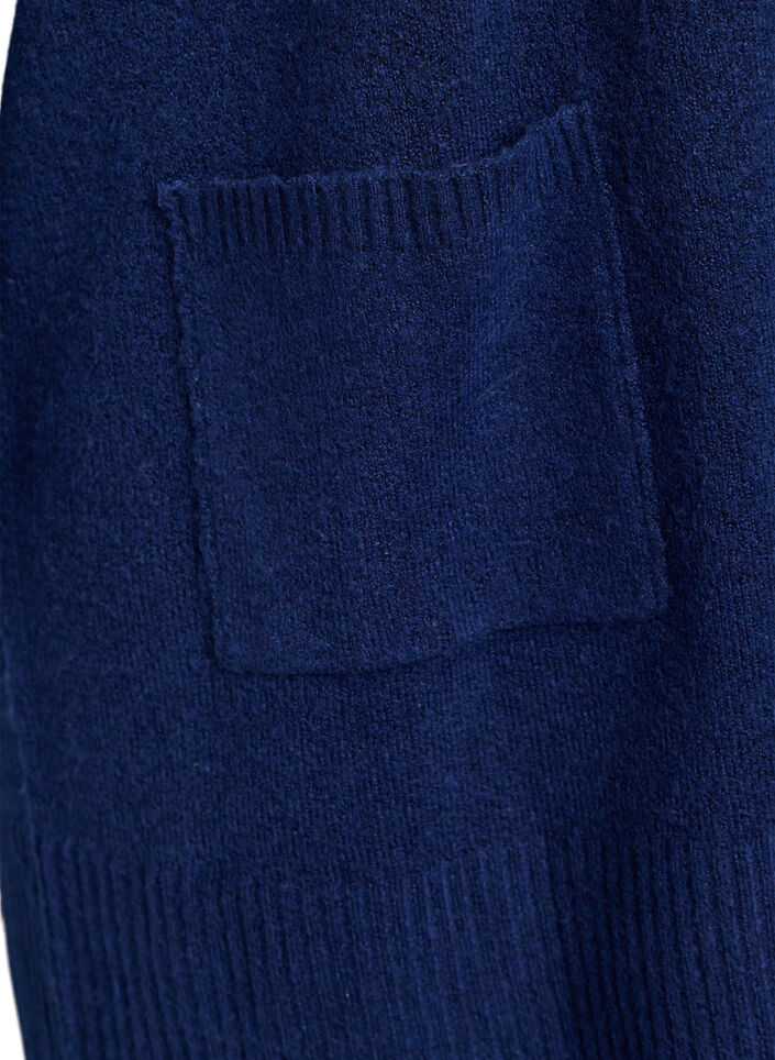 Ribbed Knit Cardigan with Pockets, Blue, Packshot image number 3